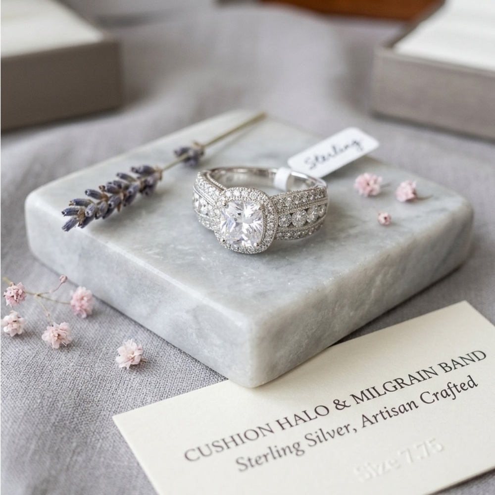Glamorous Halo Statement Ring with Channel-Set Band